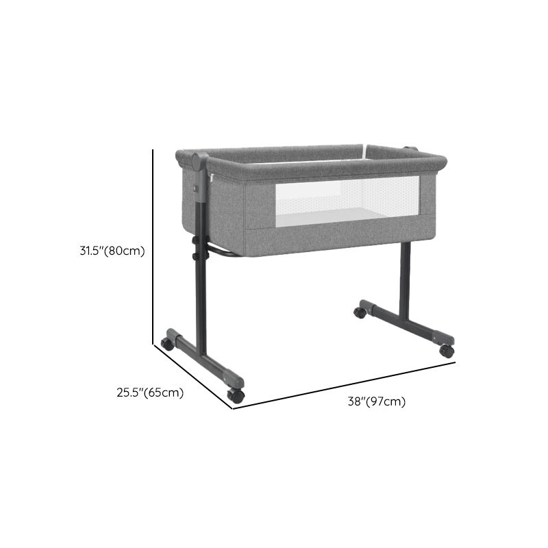 Modern Gliding Crib Cradle Metal Bedside Bassinet With Storage Basket