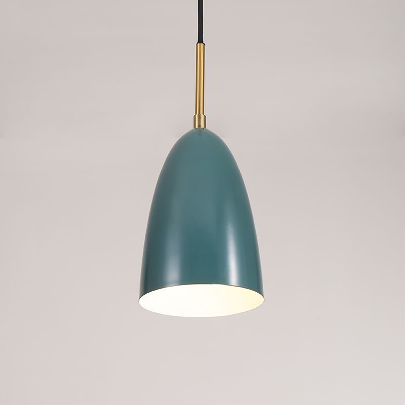 Bullet Head Metal Pendant Ceiling Light Macaron 1 Light Green Suspended Lighting Fixture
