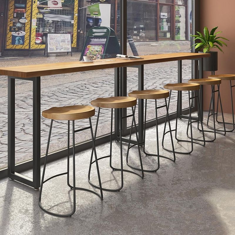 Modern Bar Table Set 1/7 Pieces Rectangle Wood Counter Table with Stools for Balcony
