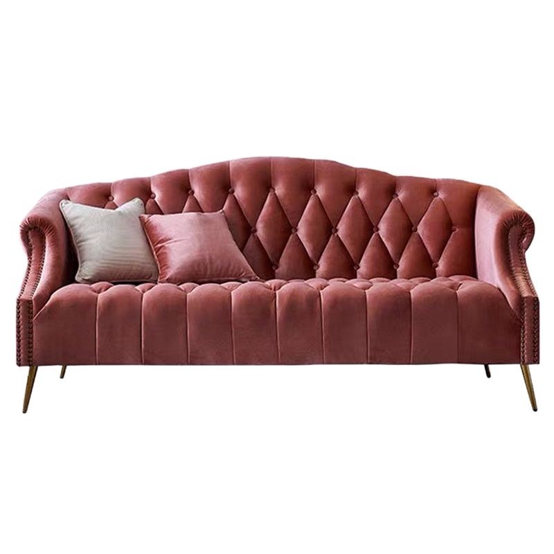 Velvet Sofa Contemporary Rolled Arm Sofa 37.40" High for Apartment