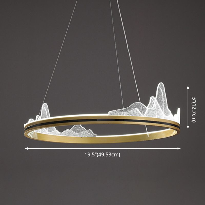 Orbicular Hanging Ceiling Light, Luxurious Acrylic Single Light Hanging Light Fixtures in Gold