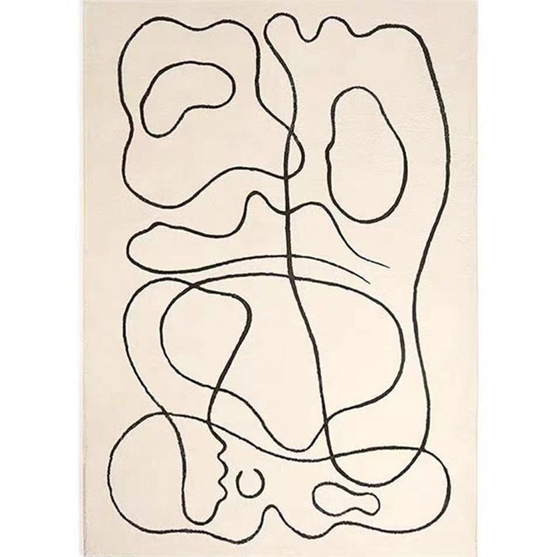 White Modern Indoor Rug Polyester Abstract Carpet Non-Split Backing Rug for Home Decoration
