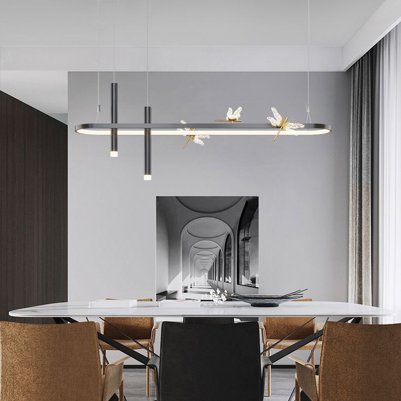 Modern Linear Ceiling Pendant Light Metal Island Pendant