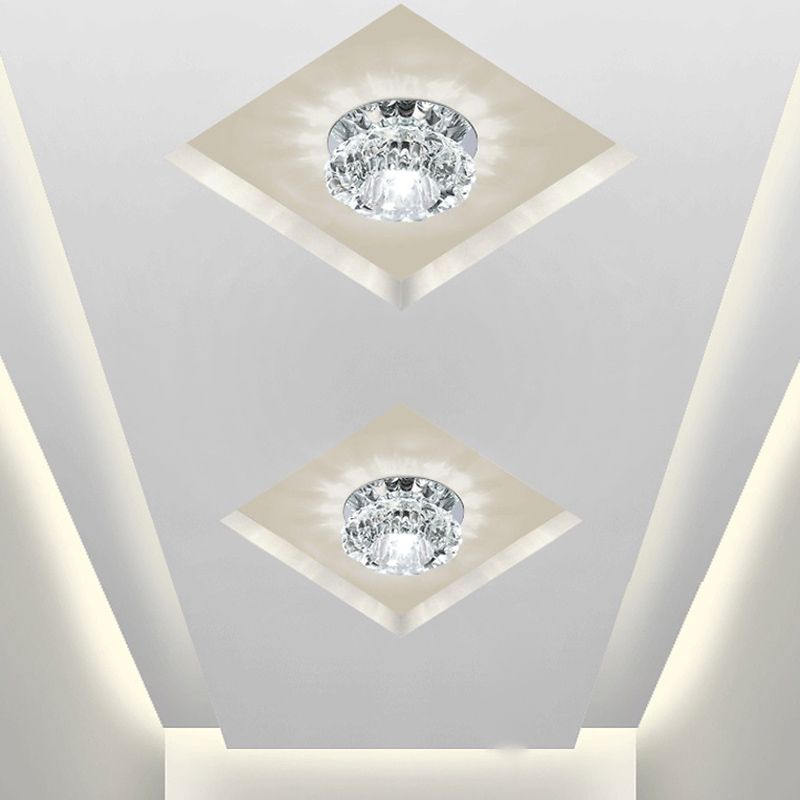 Modern Style Bowl Shape Ceiling Light Crystal 3 Light Ceiling Light with Hole 2-3.5'' Dia
