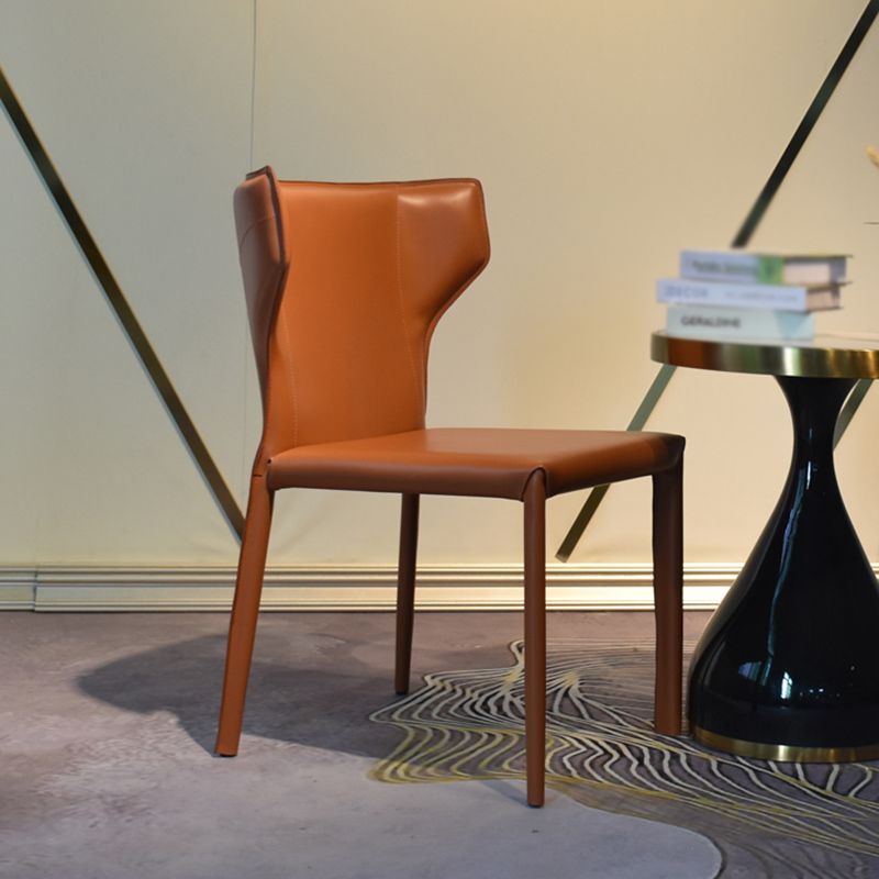 Modern Style Wingback Dining Side Chair Leather Dining Armless Chair for Home Use