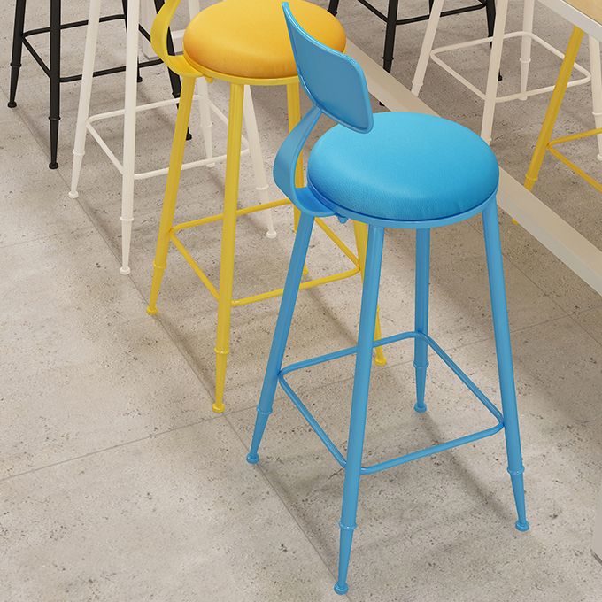 Nordic Armless Backrest Counter Stool Iron Balcony Bar Stool with Cushion and Pedal