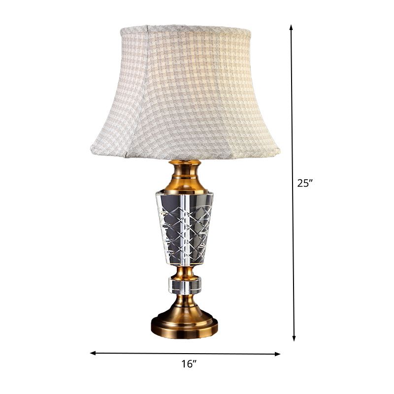 Contemporary Tapered Reading Light Hand-Cut Crystal 1 Head Nightstand Lamp in Grey