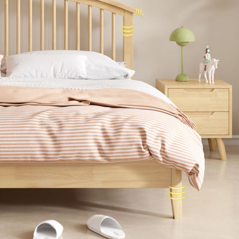 Scandinavian Slat Solid Wood with Headboard Mattress Included Arched Slat Bed