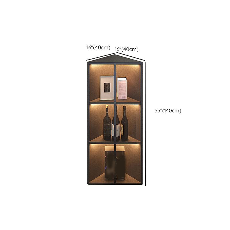Corner Glass Paned Wood No Distressing Contemporary Accent Cabinet