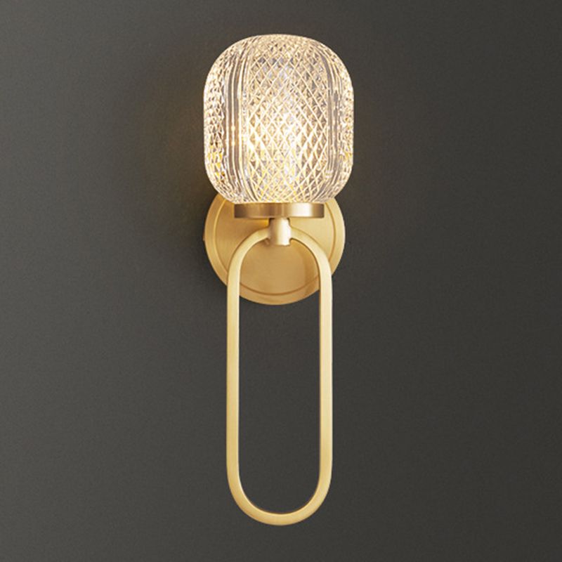 Brass and Crystal 1 - Light Wall Armed Sconce Globe Shade Wall Light in Gold