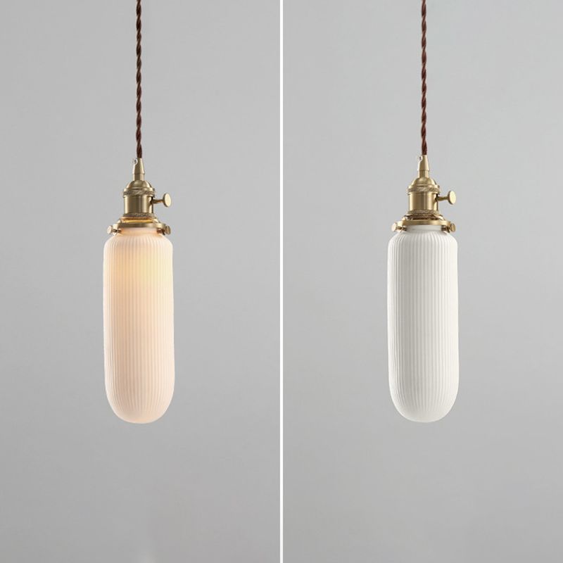 Ceramic Industrial Pendant Light 1-Light Hanging Ceiling Light for Bedroom