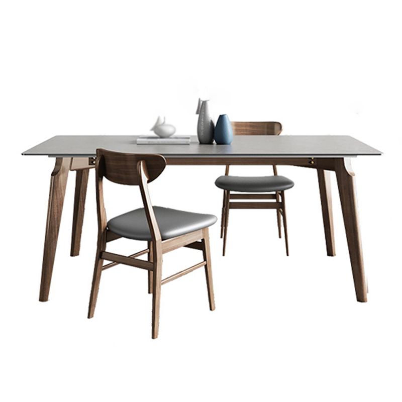 Contemporary Gray Sintered Stone Dining Table Rectangle Shape Standard Dining Table for Kitchen