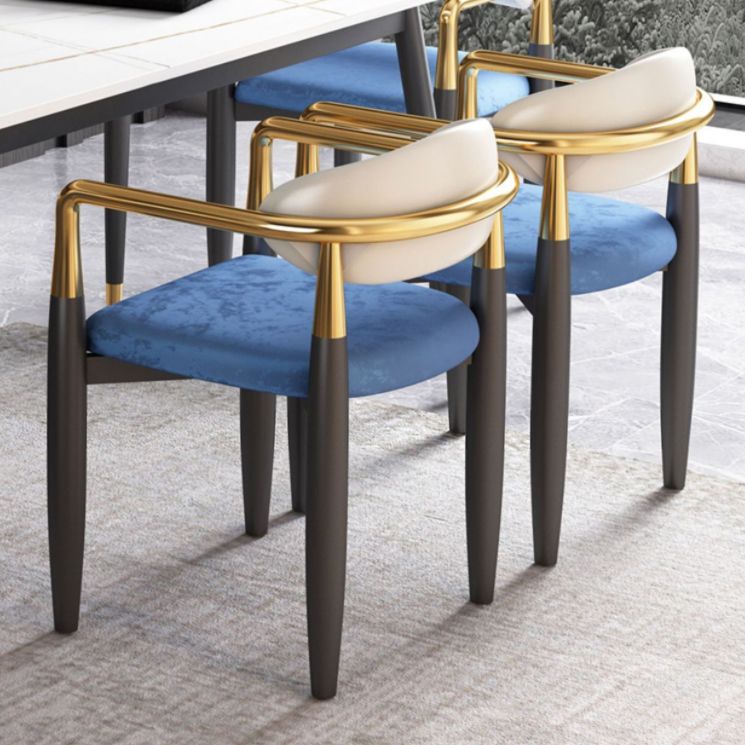 Silla de comedor casera tapizada contemporánea con respaldo abierto y acabado mate