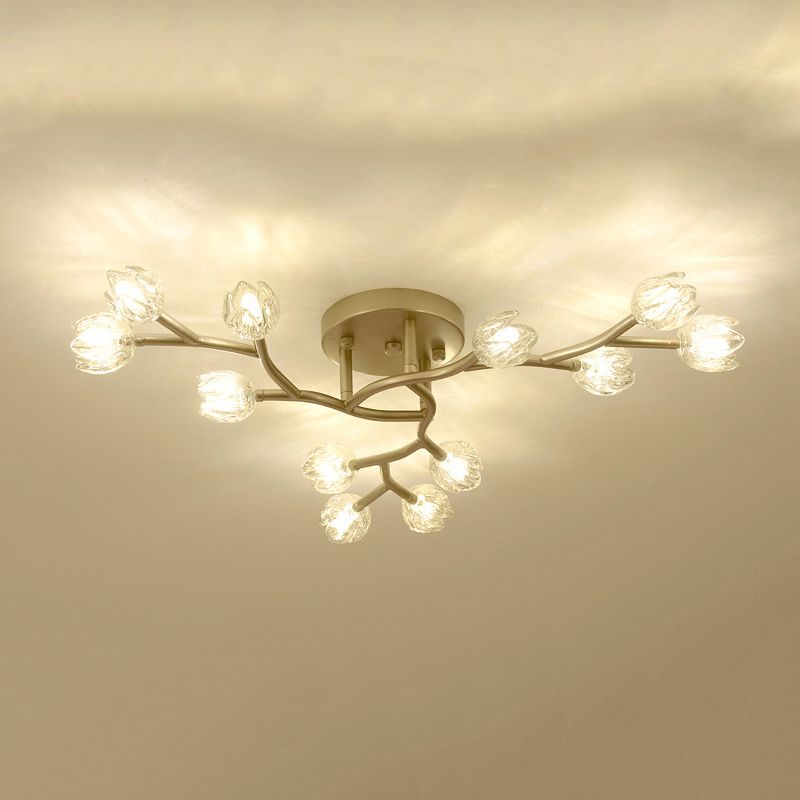 Modern Style Flower Shape Flush Mount Metal Ceiling Light for Living Room