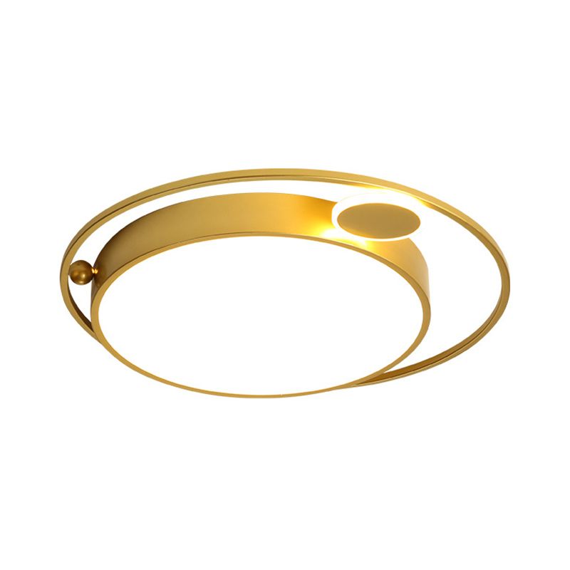 Round Bedroom Ceiling Flush Light Acrylic 16.5"/20.5" Wide LED Minimal Flush Mount Lamp in Gold, Warm/White/3 Color Light