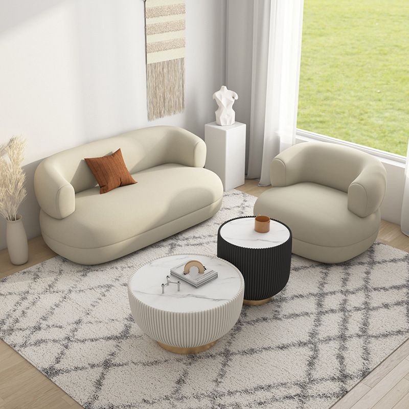 Modern 1/2-seater Faux Leather Sofa U-shaped Tuxedo Arm Sofa