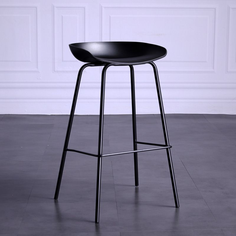 Contemporary Armless Low Backrest Counter Stool Iron Bar Stool with Footrest