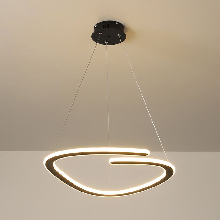 Metal Shaded Chandelier Lighting Fixture Modern LED Suspended Lighting Fixture in Black
