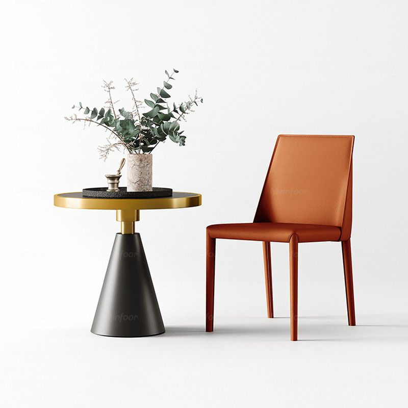 Chaises latérales de salle à manger industrielle en cuir en métal chaise arrière solide (ensemble de 2)