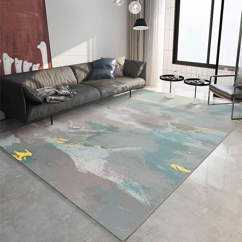Green Living Room Rug Modern Abstract Indoor Carpet Polyester Anti-Split for Home Decoration