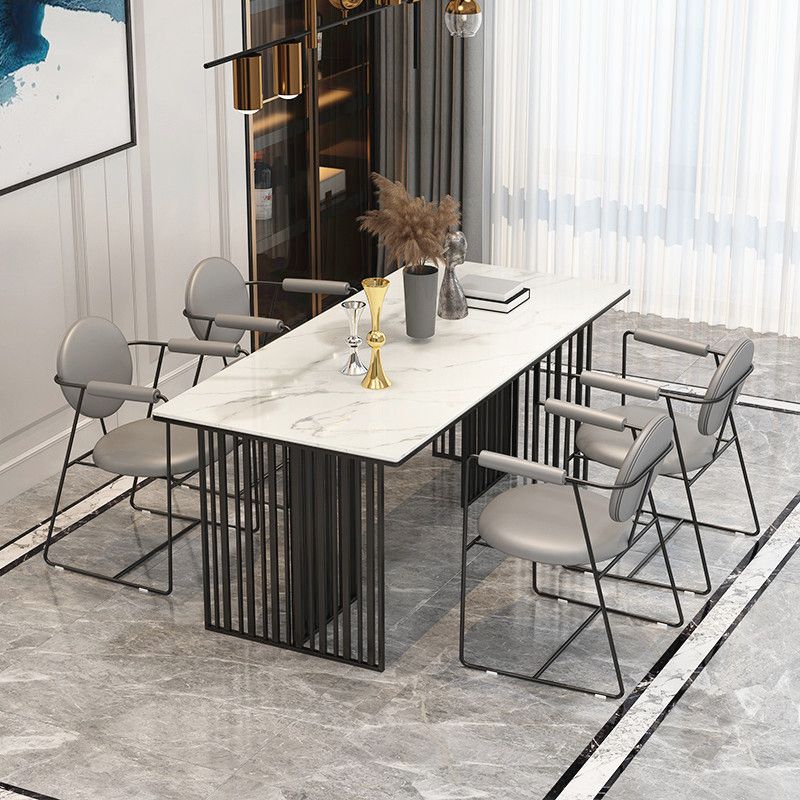 Rectangle Dining Table Traditional Luxury Dining Table with Iron Base