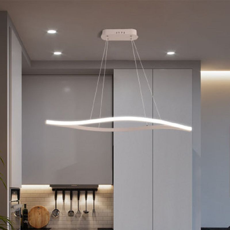 Minimalist Leaf Shaped Island Lamp Acrylic Dining Room LED Hanging Light Fixture
