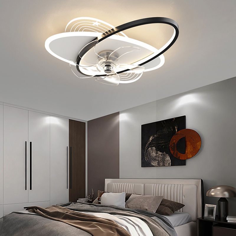 Modern Geometry Shape Ceiling Fan Lamps Metal 3 Light Ceiling Fan Lighting for Bedroom