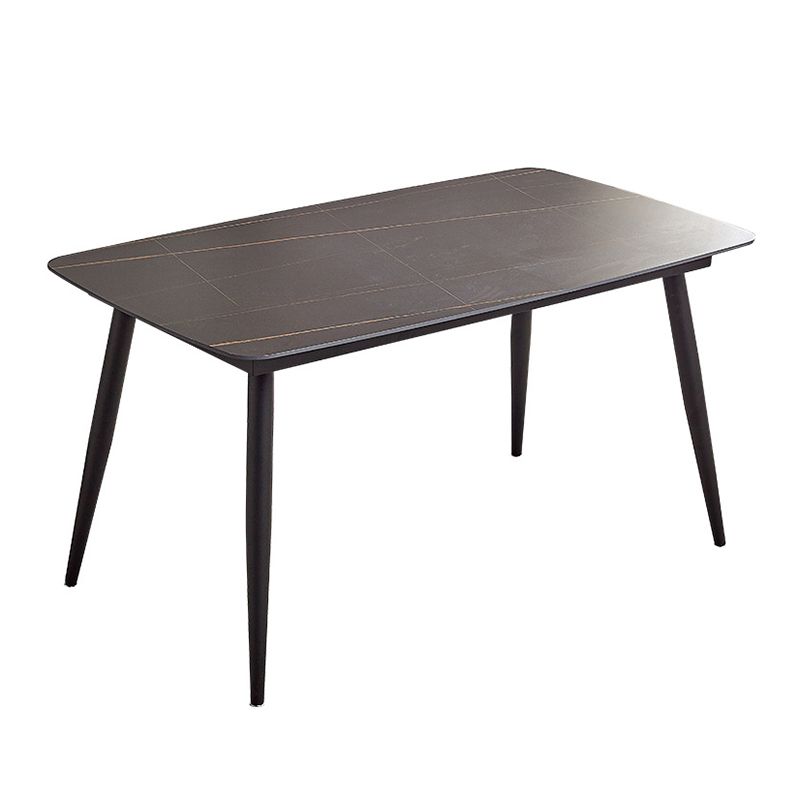 Mesa de comedor rectangular industrial de metal, mesa interior con tapa de piedra sinterizada para comedor