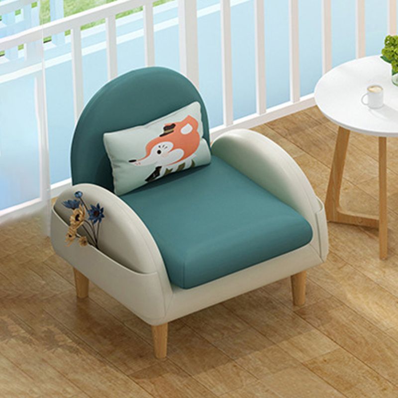 Faux Leather Pillow Back Sofa with Storage for Living Room and Apartment