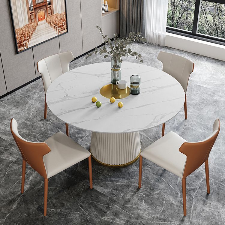 1/3/4/5/7 PCS Metal Modern Dining Room Ensemble avec une table ronde de table de base de piédestaux
