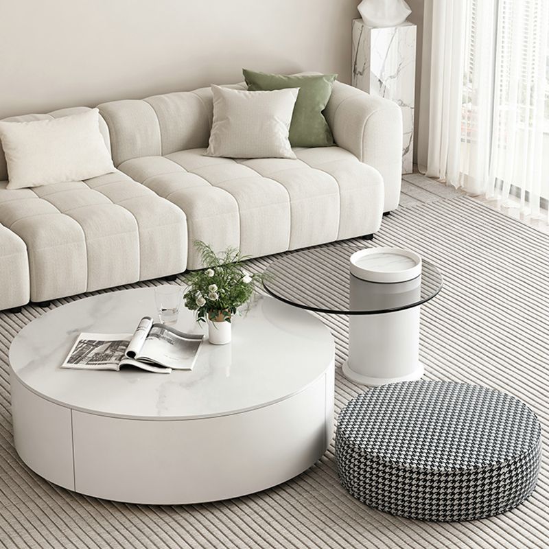 Slate Top Coffee Table Set Frame Cocktail Table with 2 Storage Drawers