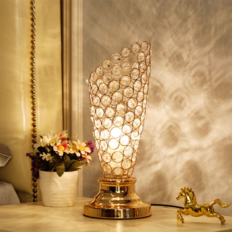 Modernisme 1 Tableau de bulbe Lumière avec une teinte incrustée en cristal Gold Facered / Cylinder Lampe