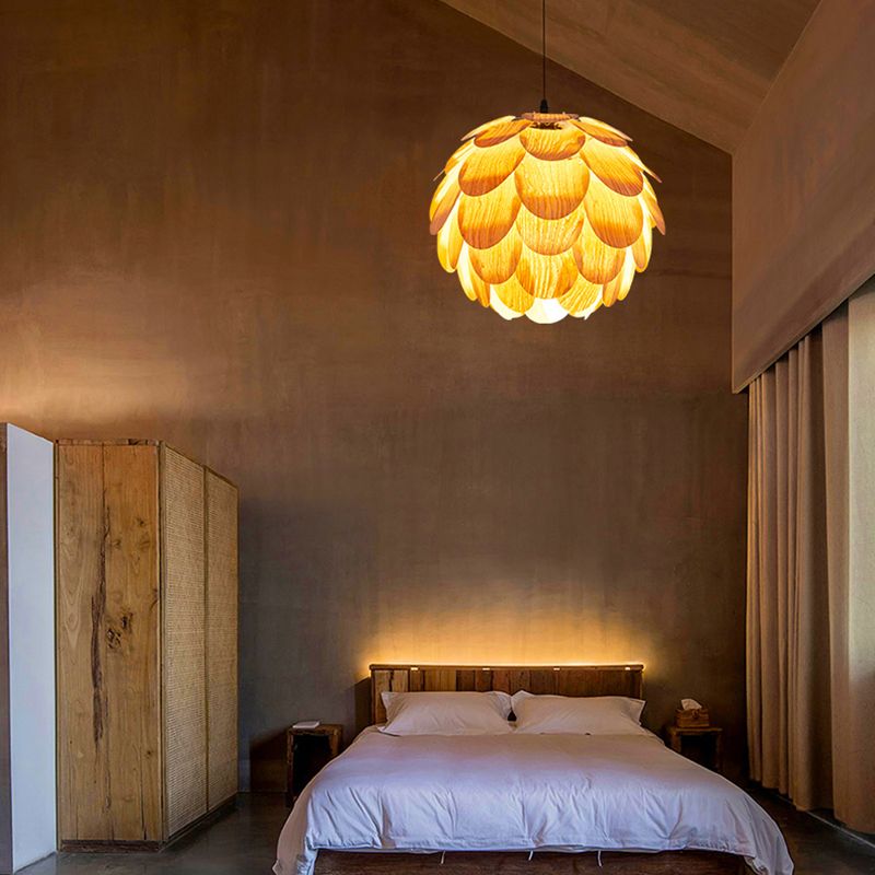 Moderner Stil Anhänger leichte Kiefernkegel Holz hängende Licht für das Restaurant