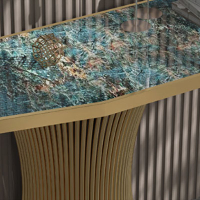 Glam Free Form Console Sofa Table with Stainless Steel Bracket for Hall