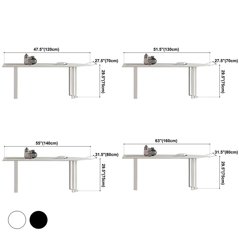 Onregelmatige eettafel van gesinterd steen Moderne eilandtafel met wit/zwart dubbel voetstuk