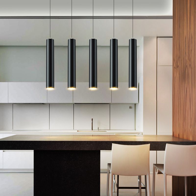 Forme cylindrique Métal Hanging Light Moderne Style 1 Lumière Lumière Lumière
