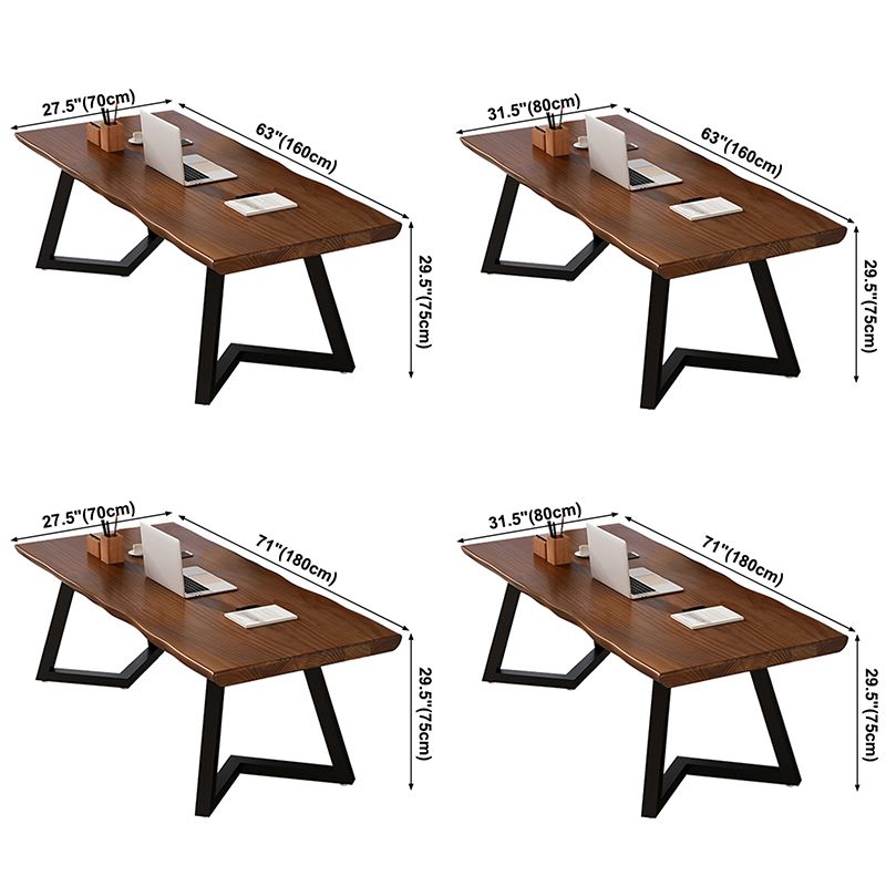 Mesa de comedor industrial de doble pedestal de rectángulo Mesa de madera de madera sólida