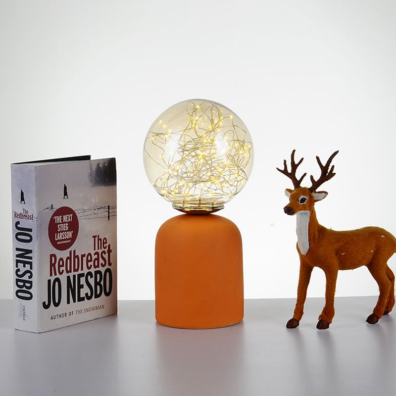 11,8 "in altezza lampada da tavolo a led in stile moderno Globe Glass Shade Ceramics Ceramics Base Light per camera da letto