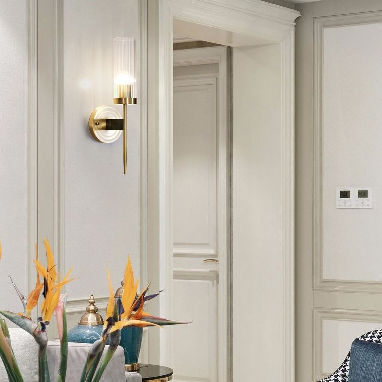 Postmodern Cylindrical Wall Mounted Lighting Clear Glass Wall Mount Lamp for Living Room