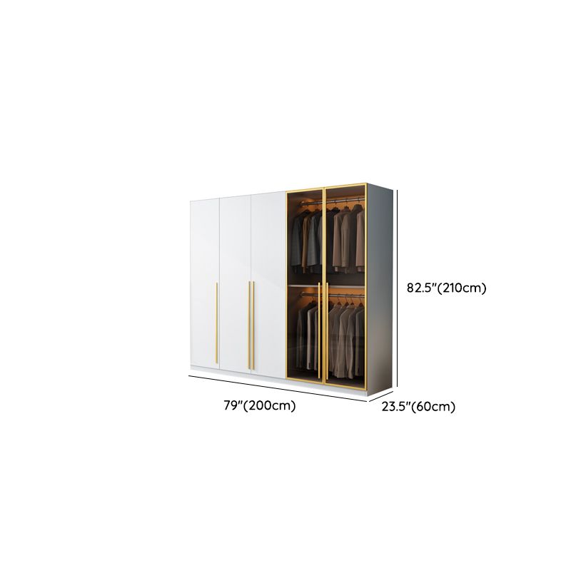 Modern Wood and Glass Wardrobe Freestanding Wardrobe with Soft Close Drawers and Doors