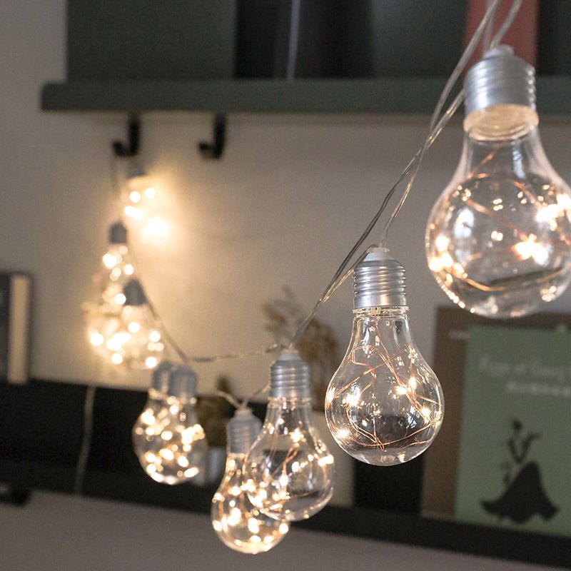 13.1ft Bulb Shaped Battery String Light Contemporary 10 Bulbs Bedroom LED Fairy Lighting