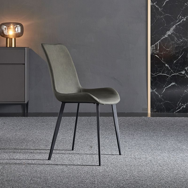 PU Leather Dining Chairs Industrial Style Parsons Armless Chair