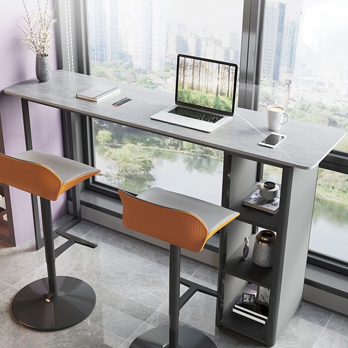 Metal and Slate Rectangular Table, Gorgeous Style Home Minimalist Balcony Bar Table