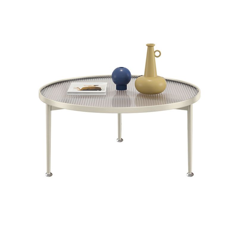 Iron 3 Legs Round Coffee Table with Glass Top Cocktail Table