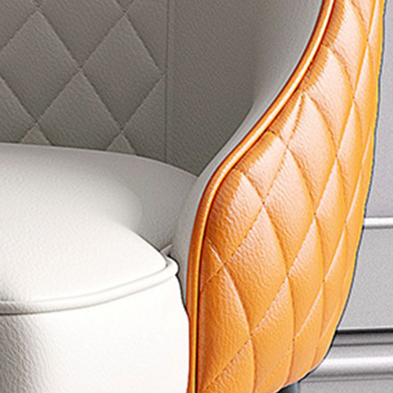 Glam Style Parsons Side Chair Leather Indoor Dining Chair with Wooden Base