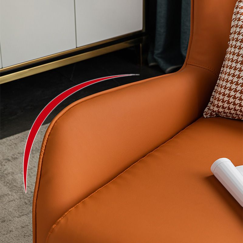 Pillow Back Chair with Golden Basic Four Leg and Flared Arms