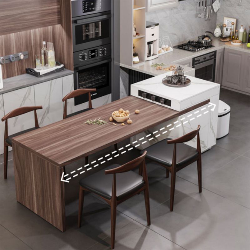Extendable Rectangle Dining Table Wood Frame Dining Table for Dining Room