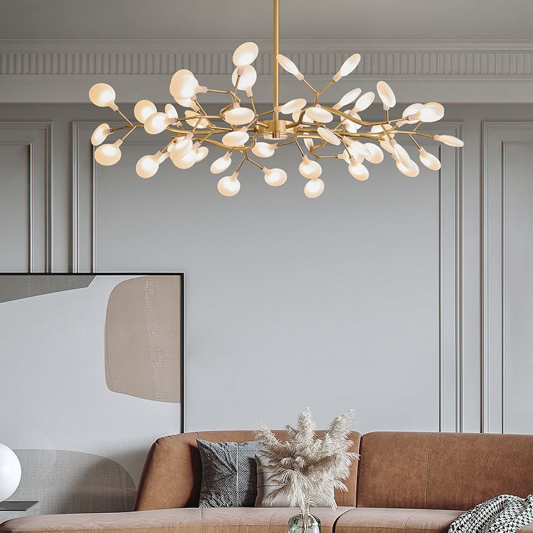 Gold Firefly Pendant Light in Modern Creative Style Copper Indoor Hanging Lamp with Glass Shade