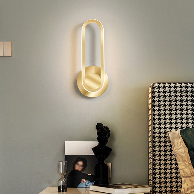 1-Light Oval Wall Mount Light Modern Style Metal Wall Sconce Lights