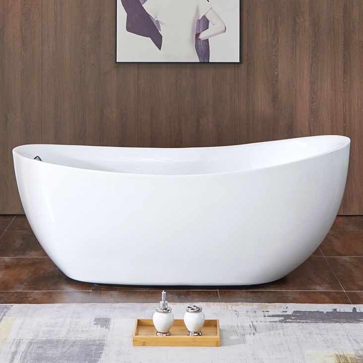 Modern White Bathtub Stand Alone Acrylic Soaking Left Oval Bath